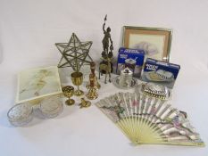 Collection of items to include, star lampshade, prints, silver plate etc