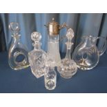 Collection of crystal and glass, to include claret jug, spirit decanter, Sherry decanter, Orefors