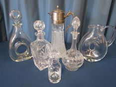 Collection of crystal and glass, to include claret jug, spirit decanter, Sherry decanter, Orefors