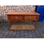 Pine side table with 2 drawers 122cm x 45cm x 75.5cm