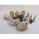 Selection of Japanese and Chinese design items, to include, brass backed plates, vases,