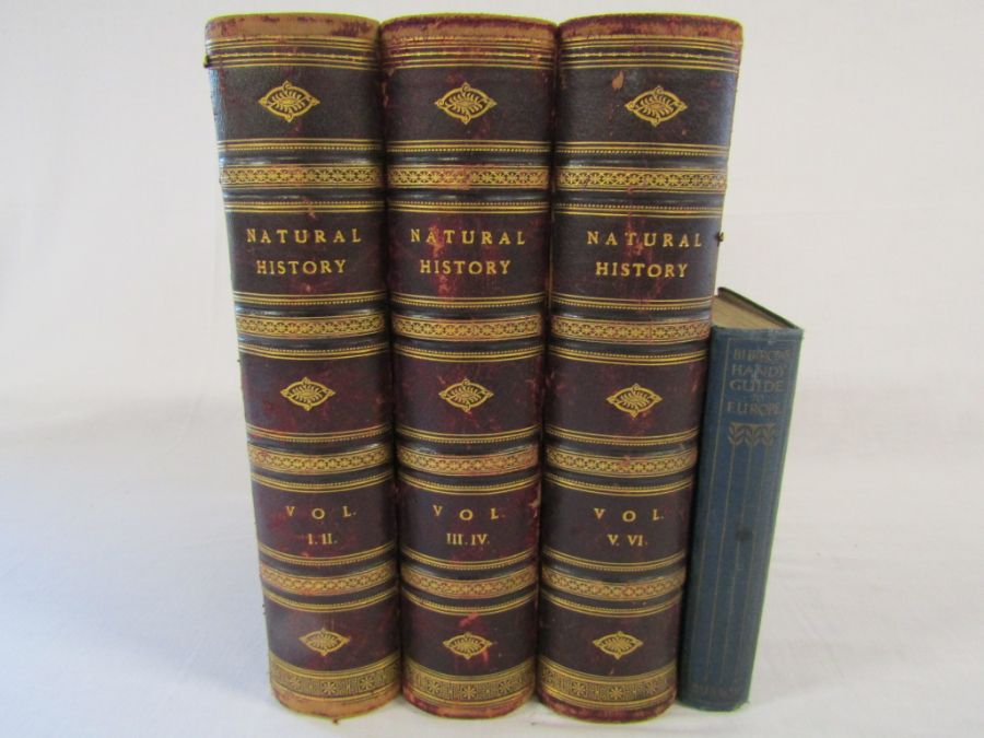 Cassell's Natural History Volumes 1-6 Illustrated leather bound books and Burrows Handy Guide to