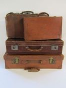 3 leather suitcases and Gladstone bag
