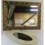 2 x mirrors, oval with white roses approx. 70cm (longest) and Britannia Mirrors mirror