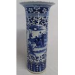 Large 19th century Chinese porcelain blue and white flared rim vase with similar panels depicting