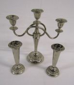 Silver plate candelabra and posy holders