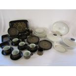 Denby Arabesque part dinner set and Royal Doulton part dinner set with serving bowls and lids (plate