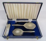 Silver dressing table set Birmingham Broadway & Co 1987, the comb is dated 1986 - no engraving