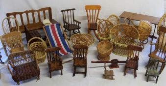 Large selection of toy  / miniature wooden furniture for dolls & bears