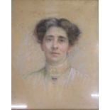 Portrait of Edith Burton in pastel with attribution verso to 'Edith Burton paint ....... Florence
