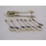 6 x silver thistle topped spoons Edinburgh 1957 Robert Allison W 1.36 ozt, small silver spoon