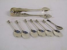 6 x silver thistle topped spoons Edinburgh 1957 Robert Allison W 1.36 ozt, small silver spoon