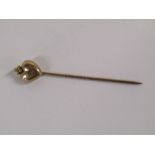 9ct gold and diamond stick pin W 0.9g - 9ct gold and turquoise stick pin W0.6g and 9ct gold and