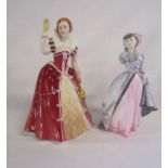 Royal Doulton - Queens of the Realm - Queen Elizabeth 1 figurine & Royal Worcester - Masquerade