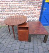 Collection of furniture to include a large coffee table, bedside cabinet and drop leaf dining table