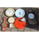 Various clocks & a barometer