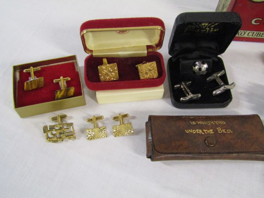 Selection of costume jewellery including, cuff links, brooches, Dwelsa watch face etc - Image 2 of 6