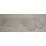 Collection of crystal glass ware comprising 5 Champagne flutes, 6 red wine glasses, 7 white wine