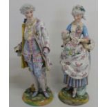 Large pair of Continental figurines Gardener Couple in the Meissen style, approximately 50cm high,
