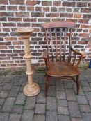 Vintage Farmhouse chair and a twisted pine jardinière stand