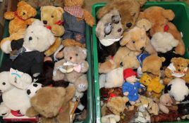 2 boxes of advertising / 20th century teddy bears & soft toys including 2 small Hamleys bears