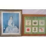 Large framed print of Queen Elizabeth II, framed vegetable garden print