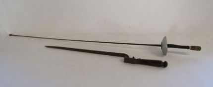 A vintage bayonet and epee fencing sword
