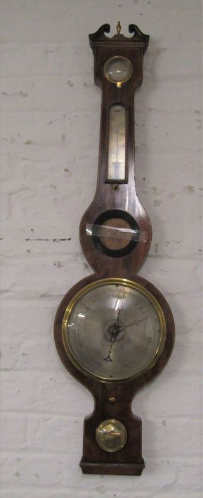 19th century banjo barometer by E Emanuel Wisbeach (af) H 96 cm