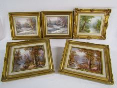 Collection of small pictures in gilt wood frames by 'Morley' and 'I.Cafieri'