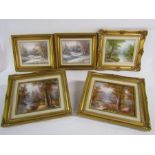 Collection of small pictures in gilt wood frames by 'Morley' and 'I.Cafieri'