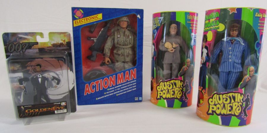 Electronic Action Man 'DUKE',  Austin Powers and Dr. Evil figures and a 007 figure