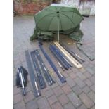Selection of Fishing rods and Kennets fishing umbrella