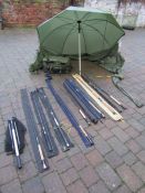 Selection of Fishing rods and Kennets fishing umbrella
