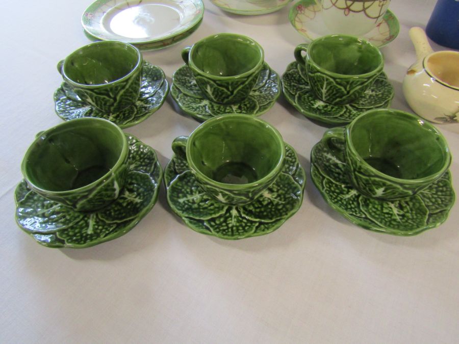 Selection of ceramics to include Conch shell tea set, cabbage leaf cups & saucers, Staffordshire - Image 2 of 12