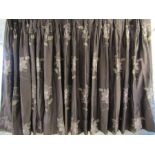 Pair of heavy lined fixed pleat curtains approx. 49"x56.5" with tiebacks