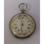 F E Peck London swiss made silver fob watch with enamel dial London 1881 D 4 cm