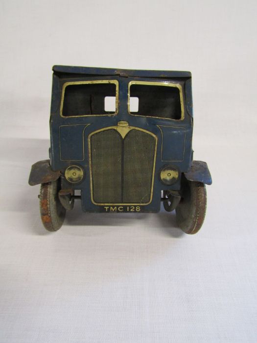 Louis Marx & Co wind up tin tractor - Mettoy Dunlop Fort tin truck with figure - Triang trains R55/ - Image 4 of 18