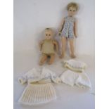 Vintage Effanbee American Children durable doll with blonde bob and blue eyes and a vintage R&B baby