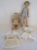 Vintage Effanbee American Children durable doll with blonde bob and blue eyes and a vintage R&B baby