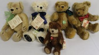 4 Hermann teddy bears - Four Seasons Bear Nr 117, Musical Nostalgic Bear, Special Edition Princess