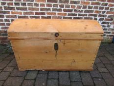 Large dome topped pine trunk with iron furniture approx. 115cm x 60cm x 75cm