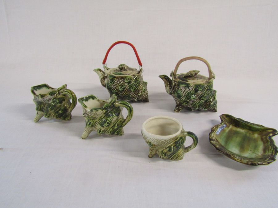 Selection of ceramics to include Conch shell tea set, cabbage leaf cups & saucers, Staffordshire - Image 11 of 12