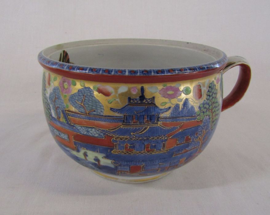 Chinese chamber pot D 17 cm (excluding handle) H 12 cm and a Chinese ginger jar H 17 cm (missing - Image 5 of 10