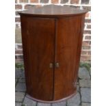 Georgian bow fronted corner cupboard in mahogany H 99cm W 64cm