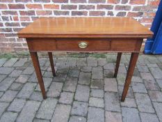 19th century oak folding tea table 92cm by 90cm Htt 73cm