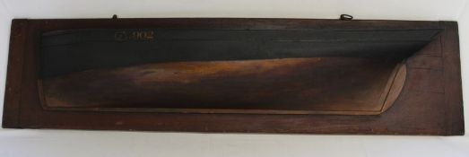 Late 19th century half block model of a Grimsby fishing smack marked "GY 902 Star of Bethlehem" laid