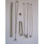 Collection of silver jewellery total silver W. 2.18 heavy chain stamped 925, chain and locket -