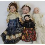 Small bisque head doll marked "UNIS France" on composition straight limb body with fixed eyes,