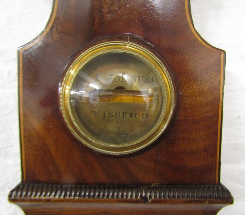 19th century banjo barometer by E Emanuel Wisbeach (af) H 96 cm - Image 4 of 4