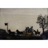 The London Co Brighton Coach reverse painting - 57cm x 42cm (size including frame)